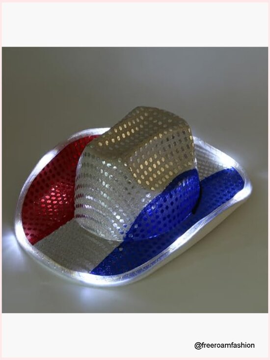 Sparkly Cowboy Hat with US Flag Design for Western Themed Parties main image 4
